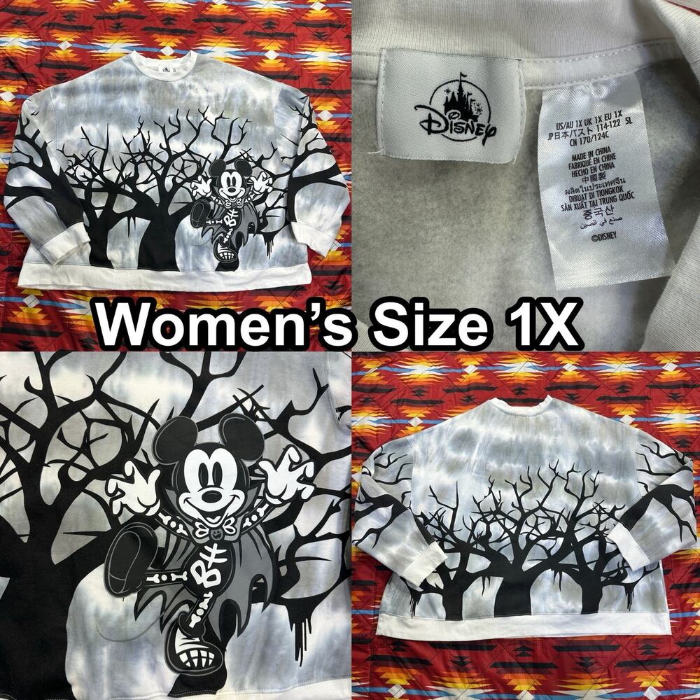 Disneyland Resort Mickey Mouse Halloween Tie-Dye Crewneck Sweatshirt Women’s 1X